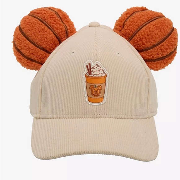 Disney Accessories - Disney Cream Corduroy Cap with Orange 3D Pumpkin Ears